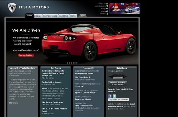 car web design - Tesla Motors